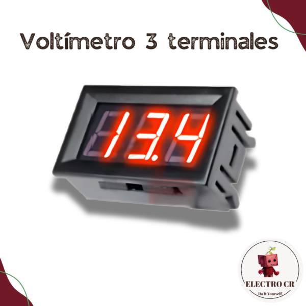 Mini voltímetro de 3 terminales