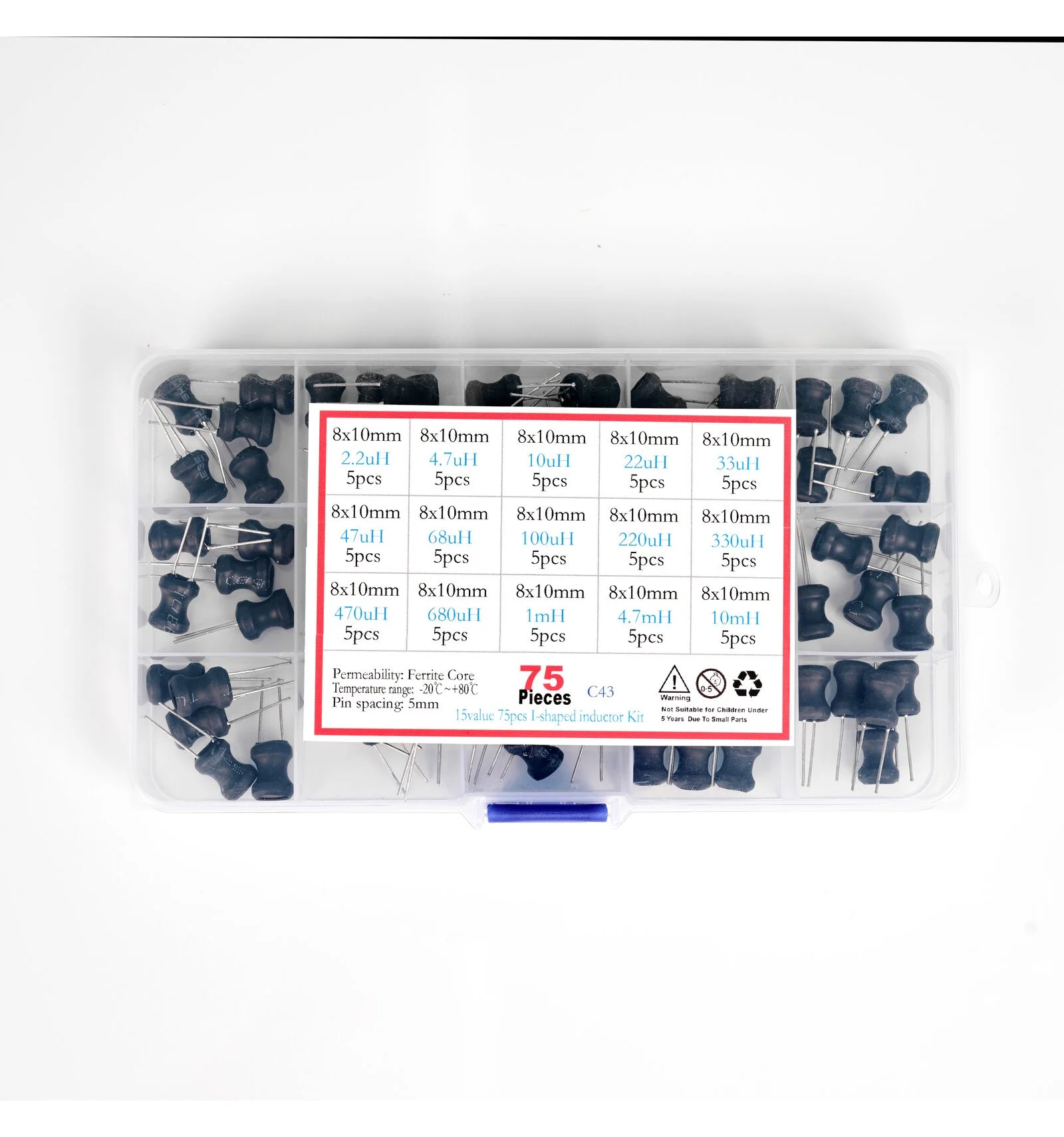 Kit 75 Inductores Choke 15 Valores 8x10mm