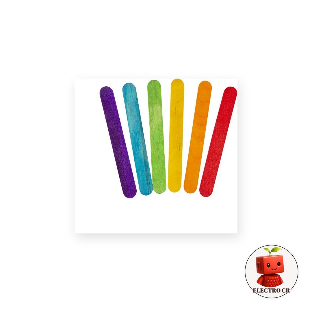 Paletas de Madera de Colores 15cm (Set 48 unidades) para Manualidades