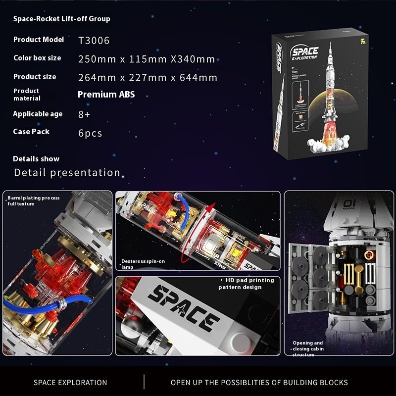 Cohete Espacial Armable con Luces LED Escala 135 66cm - Imagen 4